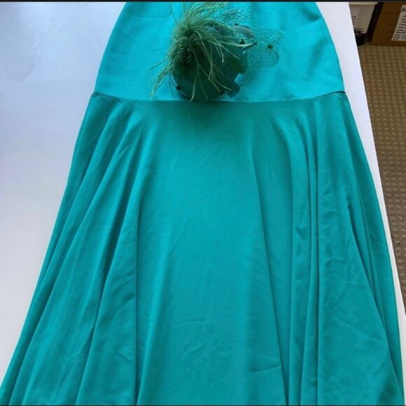 BCBG MAXAZRIA Teal Mermaid Fitted Gown chic boho - Picture 5 of 9